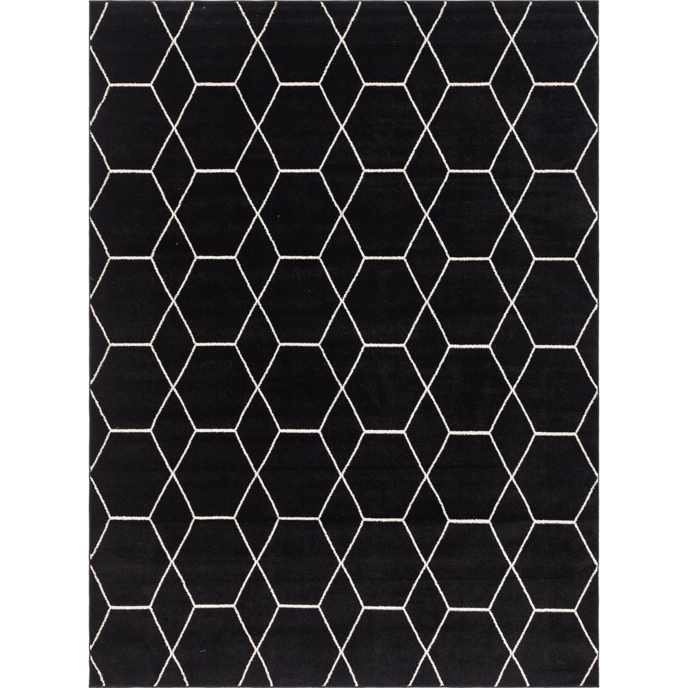 Geometric Trellis Frieze Rug, Black (9' 0 x 12' 0). Picture 1