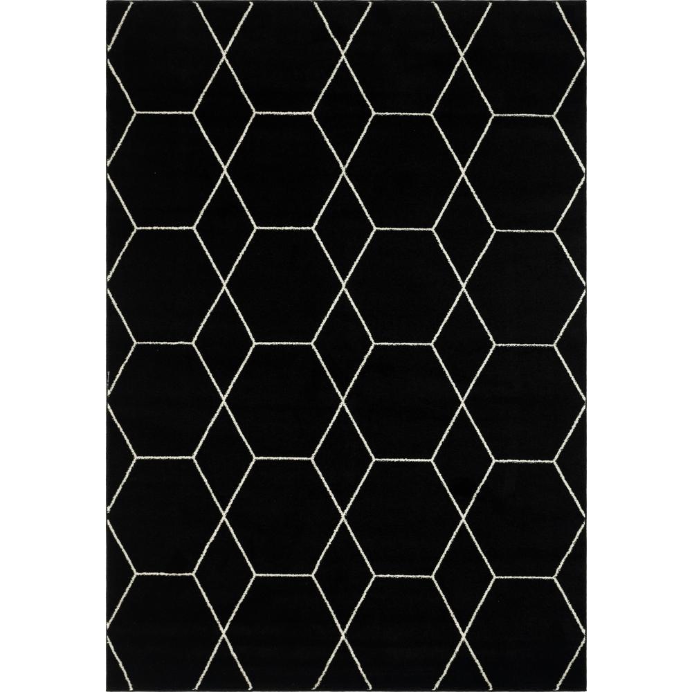Geometric Trellis Frieze Rug, Black (7' 0 x 10' 0). Picture 1