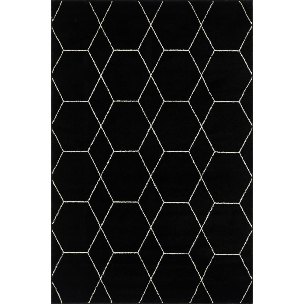 Geometric Trellis Frieze Rug, Black (6' 0 x 9' 0). Picture 1