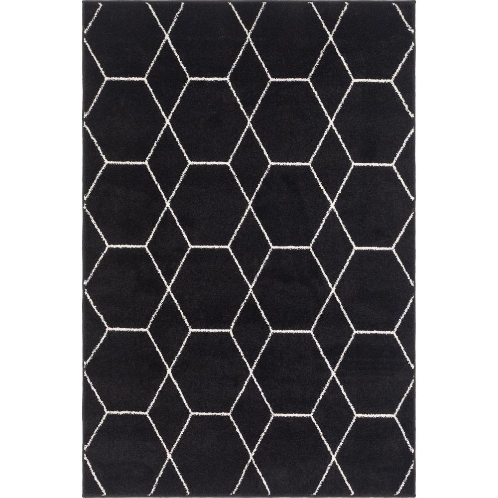 Geometric Trellis Frieze Rug, Black (4' 0 x 6' 0). Picture 1