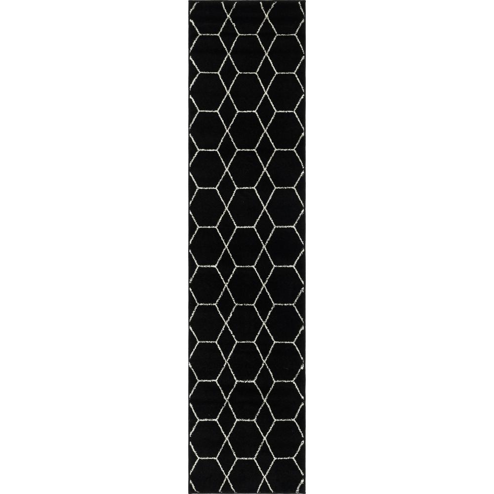 Geometric Trellis Frieze Rug, Black (2' 0 x 8' 8). Picture 1