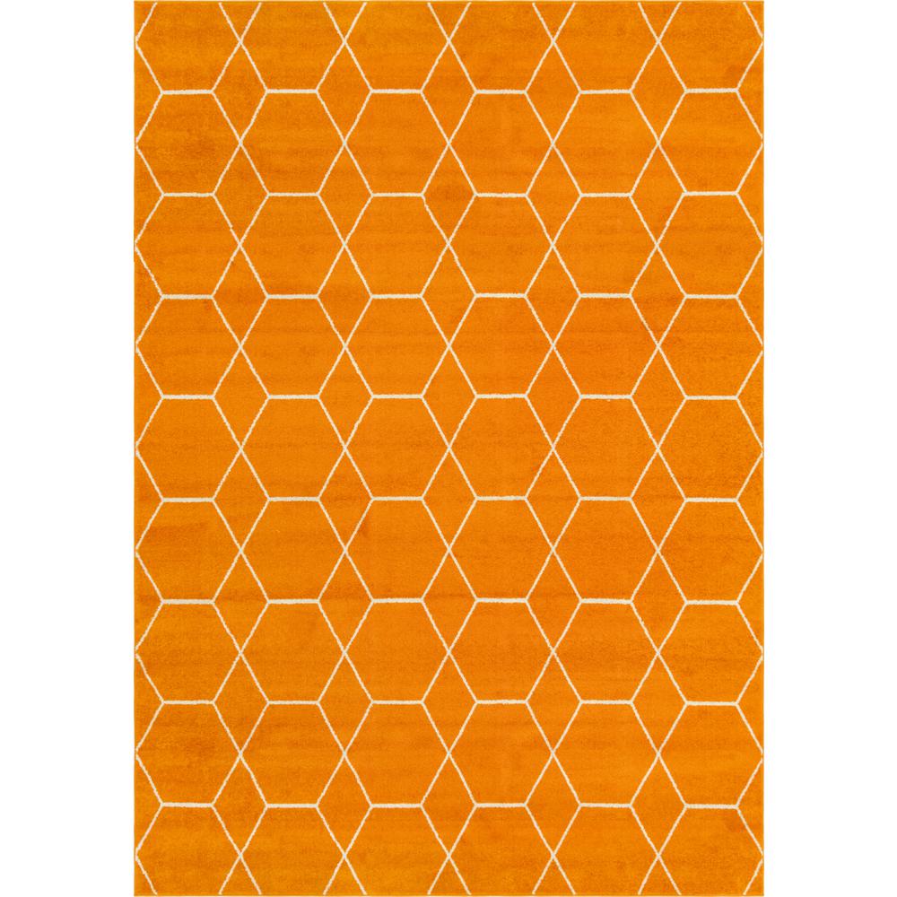 Geometric Trellis Frieze Rug, Orange (10' 0 x 14' 0). Picture 1