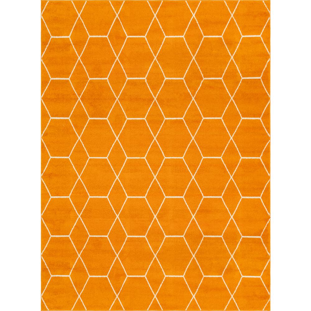 Geometric Trellis Frieze Rug, Orange (9' 0 x 12' 0). Picture 1