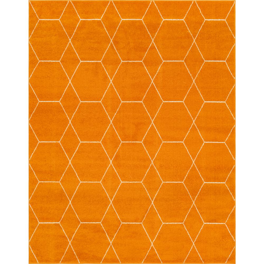 Geometric Trellis Frieze Rug, Orange (8' 0 x 10' 0). Picture 1