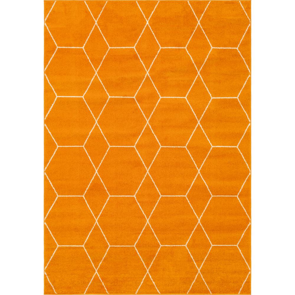Geometric Trellis Frieze Rug, Orange (7' 0 x 10' 0). Picture 1