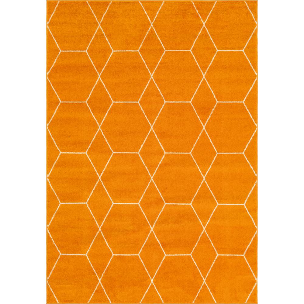 Geometric Trellis Frieze Rug, Orange (4' 0 x 6' 0). Picture 1