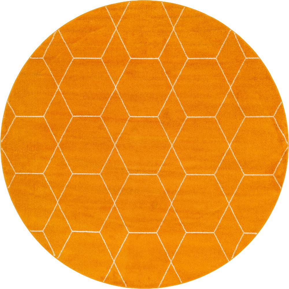 Geometric Trellis Frieze Rug, Orange (8' 0 x 8' 0). The main picture.