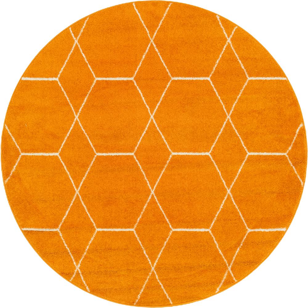 Geometric Trellis Frieze Rug, Orange (5' 0 x 5' 0). Picture 1