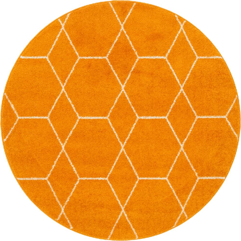 Geometric Trellis Frieze Rug, Orange (4' 0 x 4' 0). Picture 1
