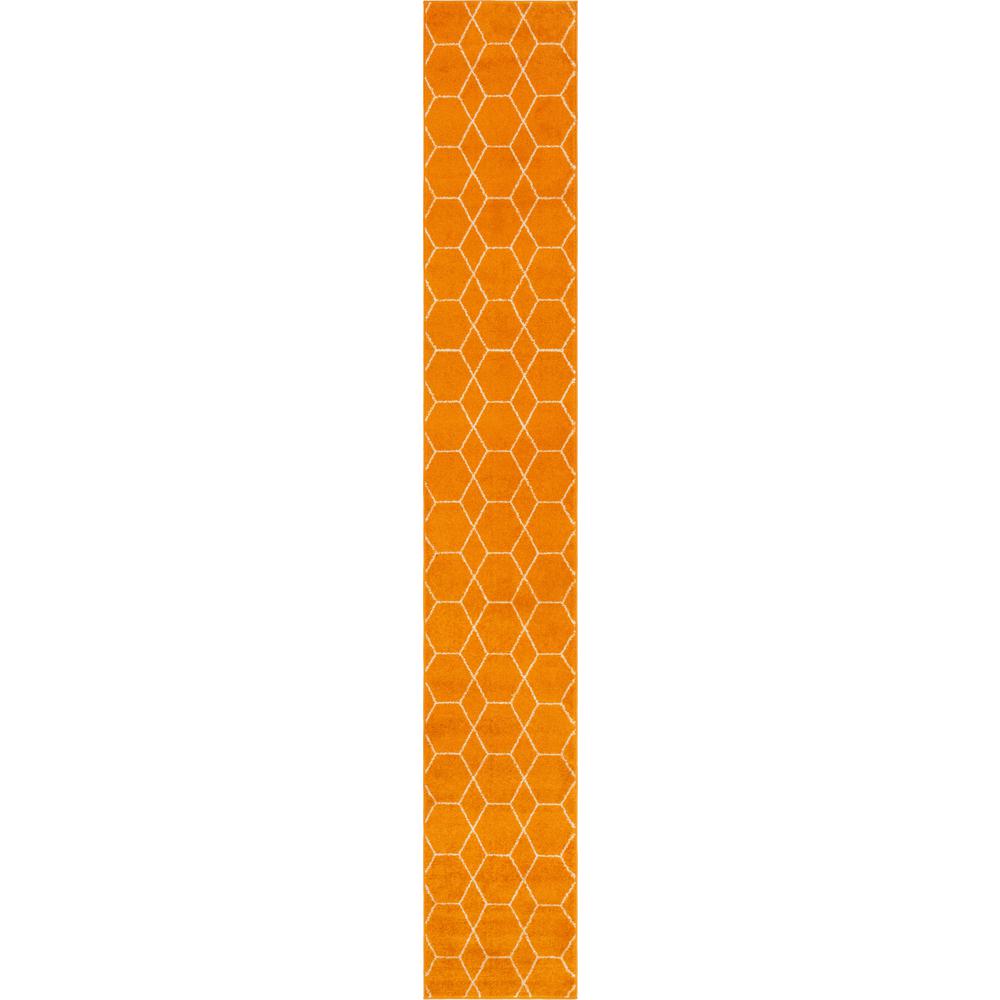Geometric Trellis Frieze Rug, Orange (2' 0 x 13' 0). Picture 1