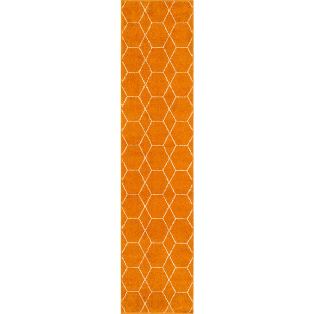 Geometric Trellis Frieze Rug, Orange (2' 0 x 8' 8). Picture 1