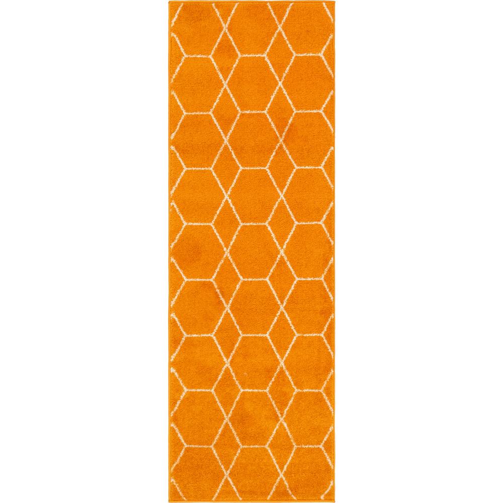 Geometric Trellis Frieze Rug, Orange (2' 0 x 6' 0). The main picture.