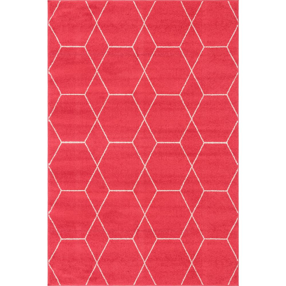 Geometric Trellis Frieze Rug, Pink (4' 0 x 6' 0). Picture 1