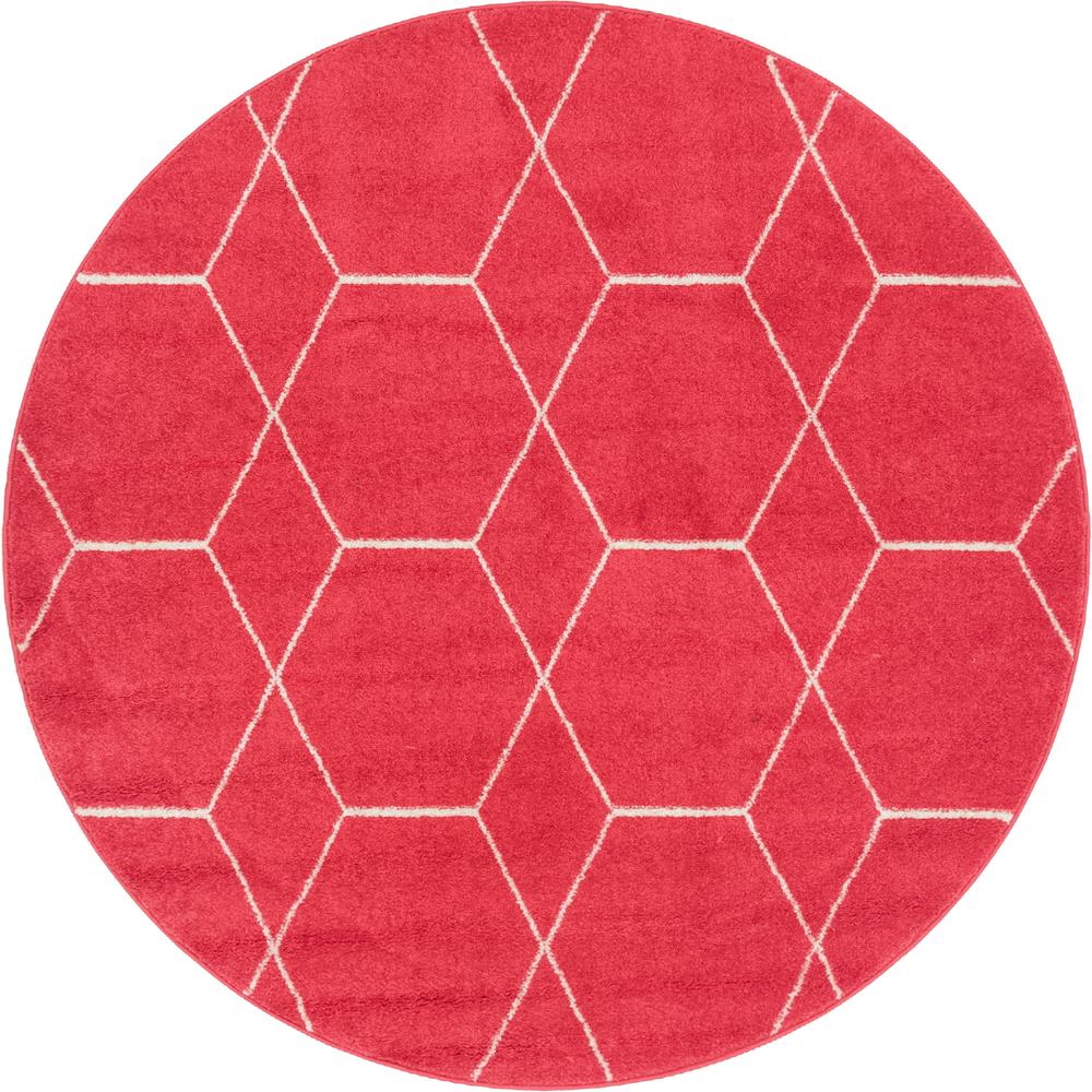 Geometric Trellis Frieze Rug, Pink (5' 0 x 5' 0). Picture 1