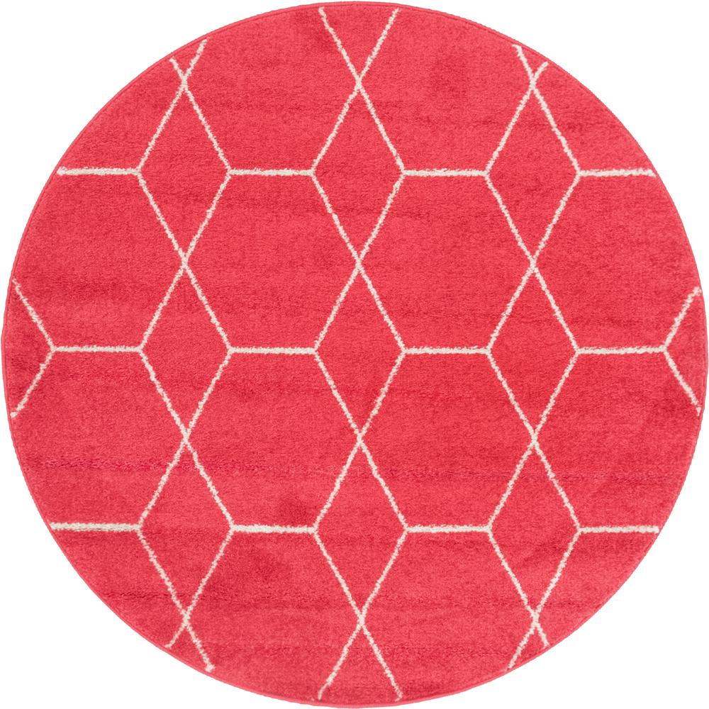 Geometric Trellis Frieze Rug, Pink (4' 0 x 4' 0). Picture 1
