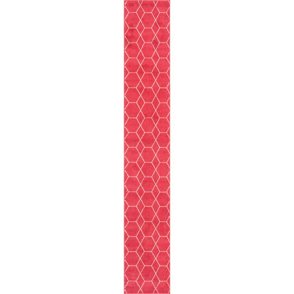 Geometric Trellis Frieze Rug, Pink (2' 0 x 13' 0). Picture 1