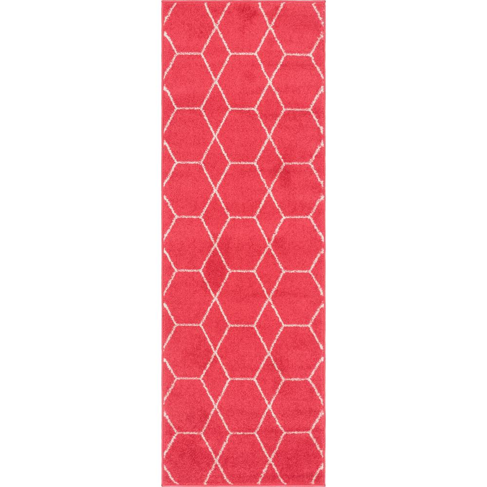 Geometric Trellis Frieze Rug, Pink (2' 0 x 6' 0). Picture 1