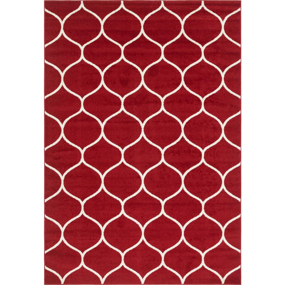 Rounded Trellis Frieze Rug, Red (7' 0 x 10' 0). Picture 1