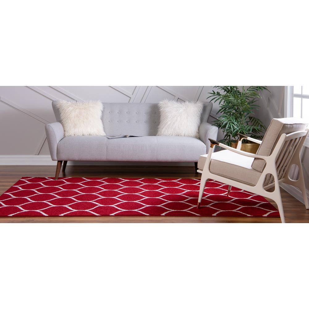 Rounded Trellis Frieze Rug, Red (2' 0 x 3' 0). Picture 4