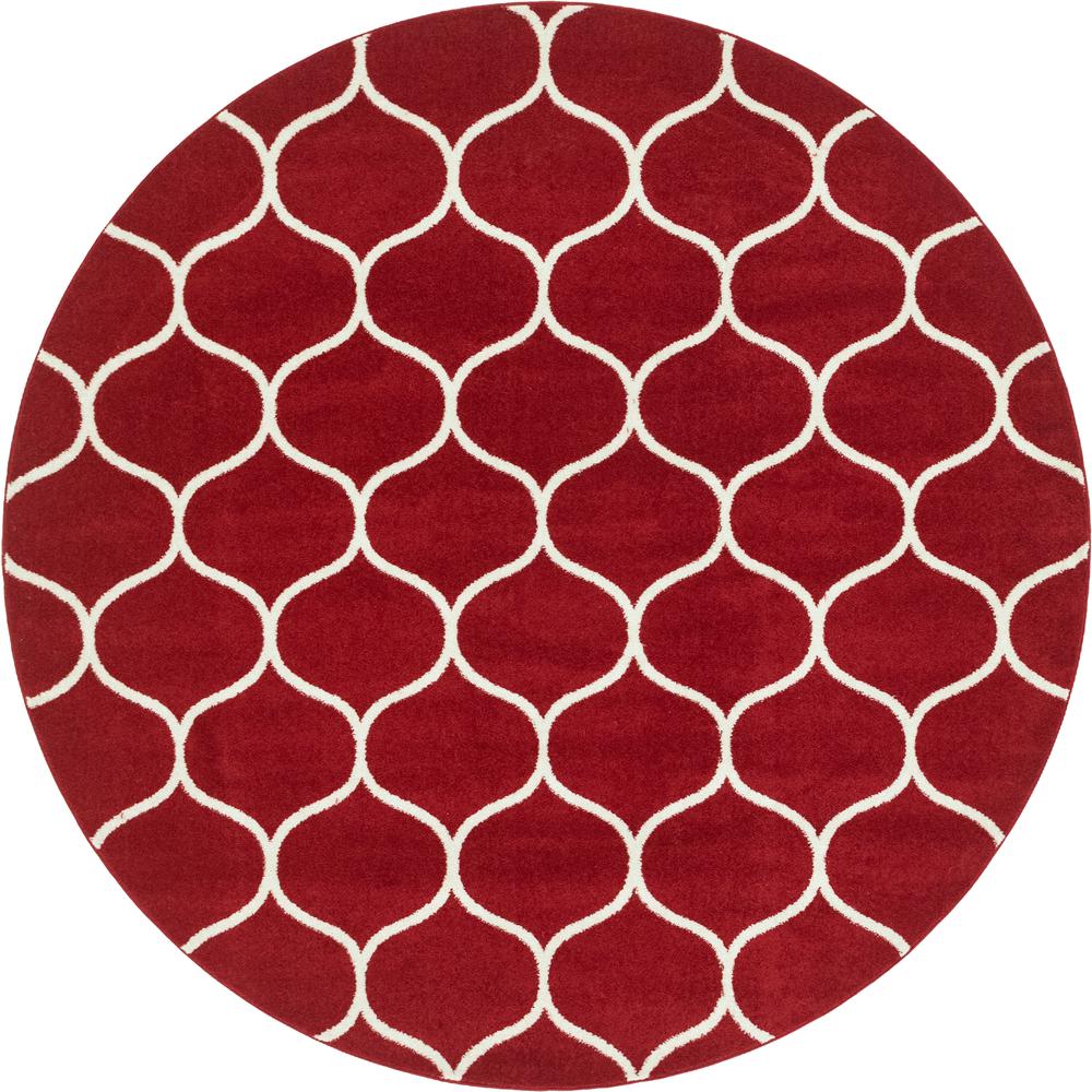 Rounded Trellis Frieze Rug, Red (8' 0 x 8' 0). Picture 1