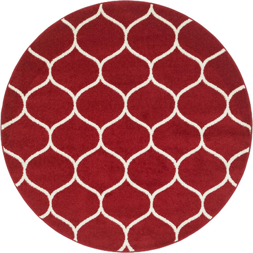 Rounded Trellis Frieze Rug, Red (5' 0 x 5' 0). Picture 1