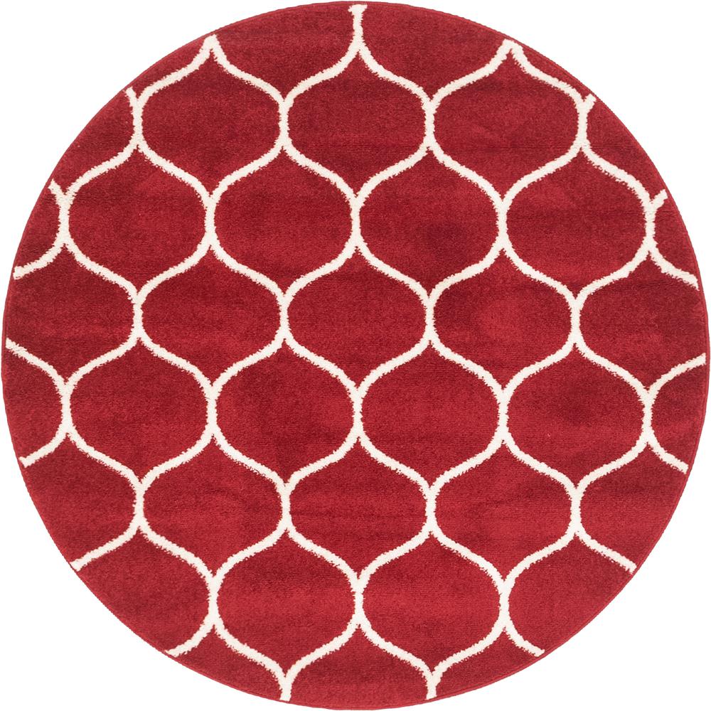 Rounded Trellis Frieze Rug, Red (4' 0 x 4' 0). Picture 1