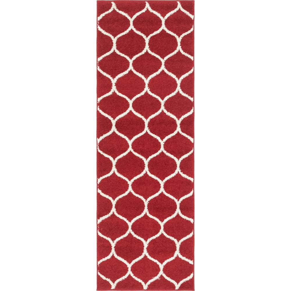 Rounded Trellis Frieze Rug, Red (2' 0 x 6' 0). Picture 1