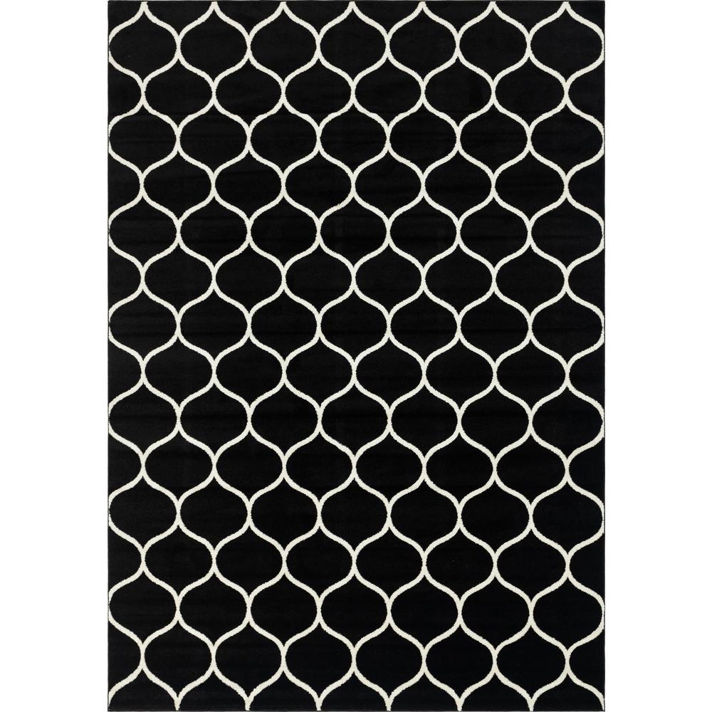 Rounded Trellis Frieze Rug, Black (10' 0 x 14' 0). Picture 1