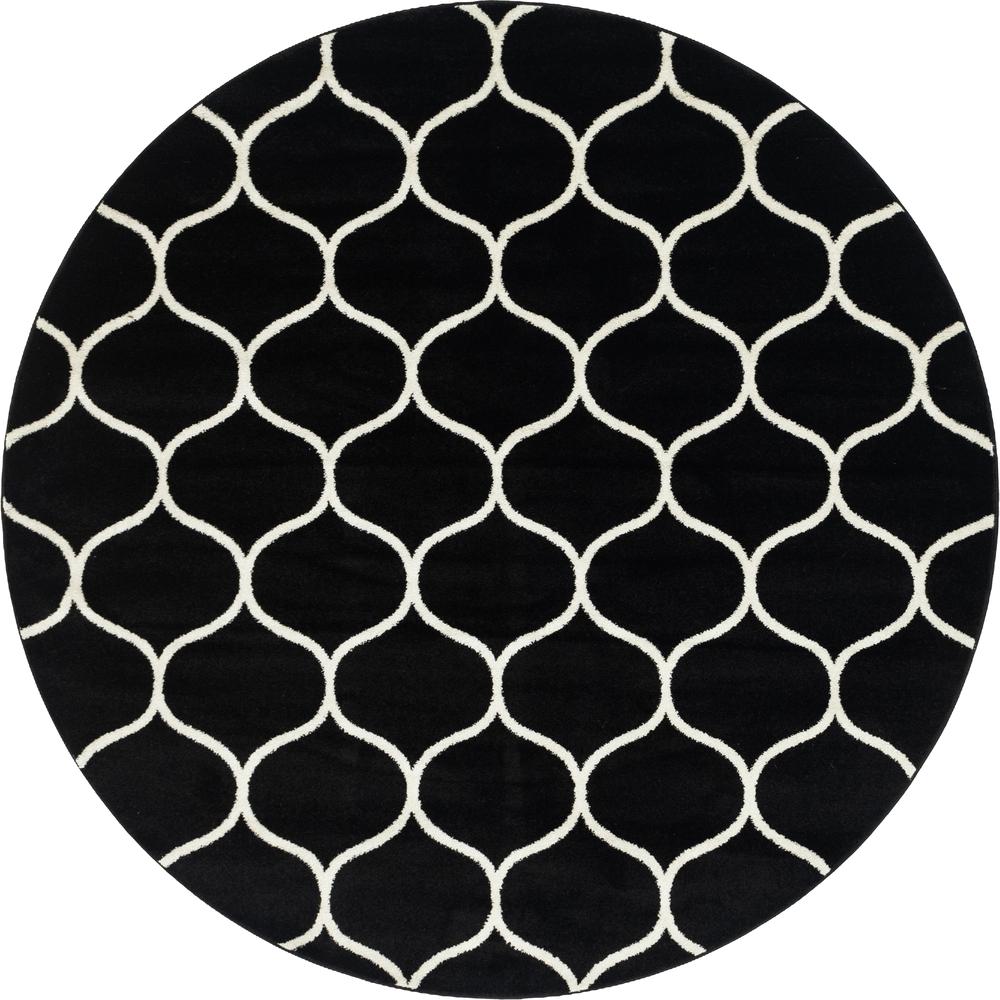 Rounded Trellis Frieze Rug, Black (8' 0 x 8' 0). Picture 1