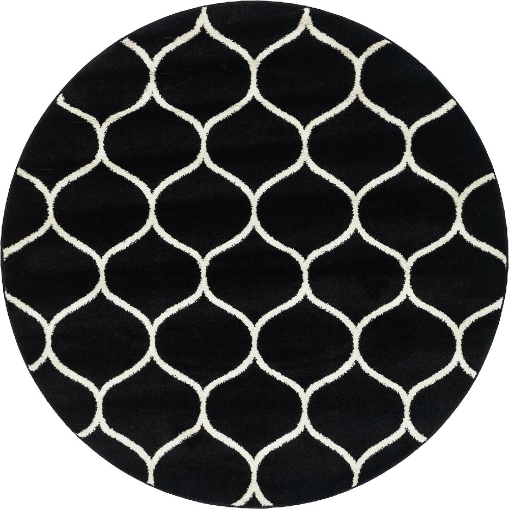 Rounded Trellis Frieze Rug, Black (5' 0 x 5' 0). Picture 1