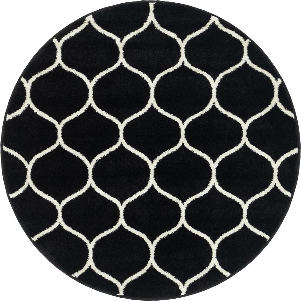 Rounded Trellis Frieze Rug, Black (4' 0 x 4' 0). Picture 1