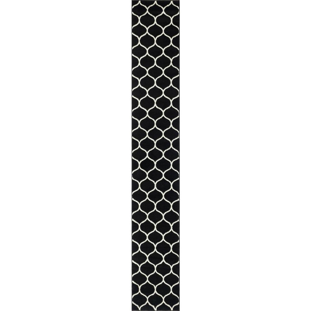 Rounded Trellis Frieze Rug, Black (2' 0 x 13' 0). Picture 1