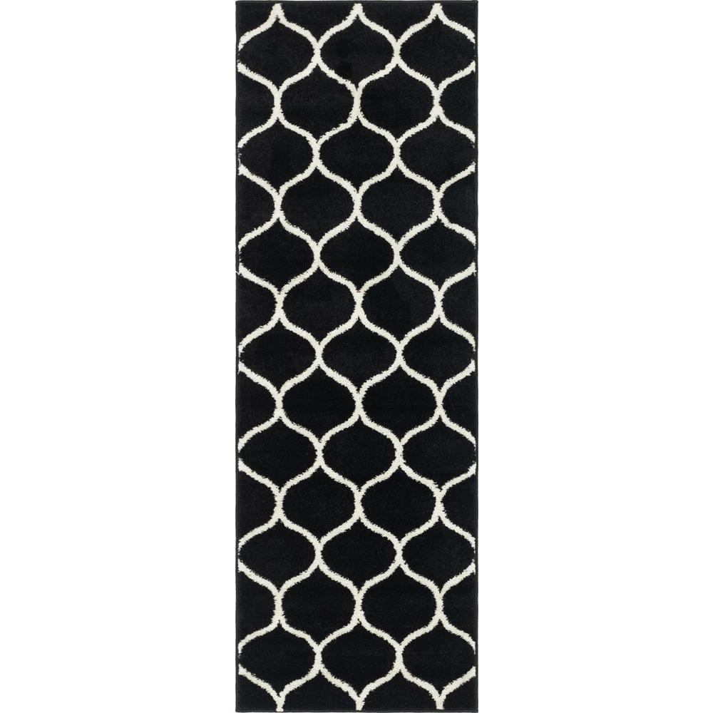 Rounded Trellis Frieze Rug, Black (2' 0 x 6' 0). Picture 1