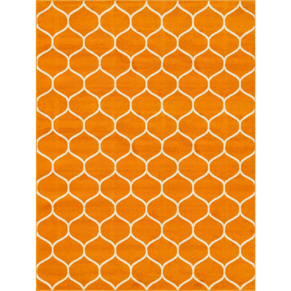 Rounded Trellis Frieze Rug, Orange (9' 0 x 12' 0). Picture 1