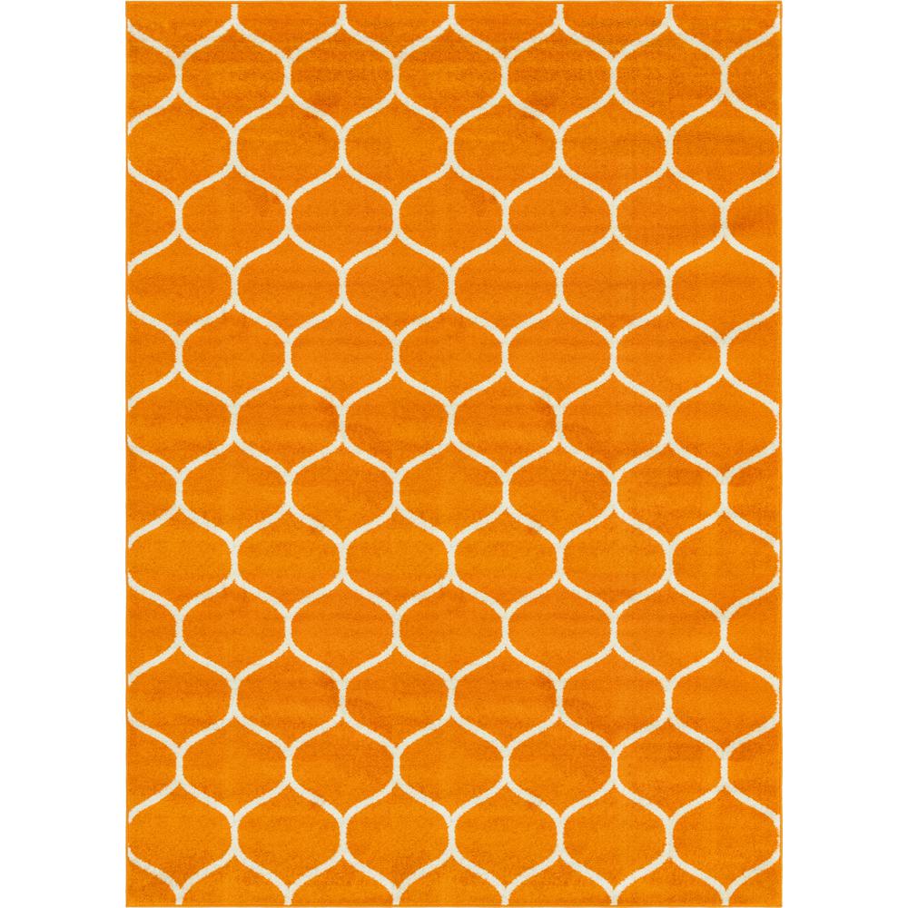 Rounded Trellis Frieze Rug, Orange (8' 0 x 11' 0). Picture 1