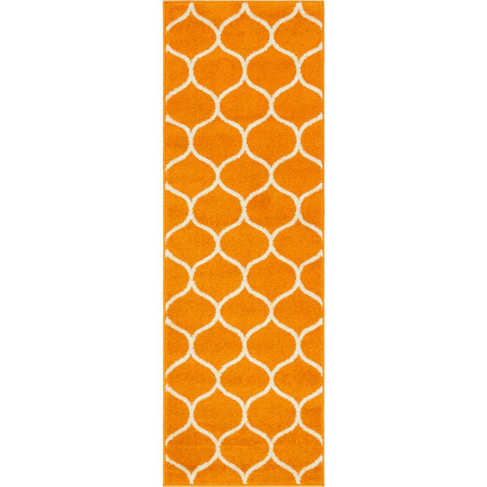Rounded Trellis Frieze Rug, Orange (2' 0 x 6' 0). Picture 1