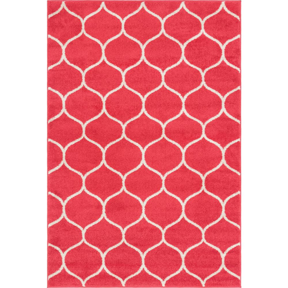 Rounded Trellis Frieze Rug, Rasberry (4' 0 x 6' 0). The main picture.