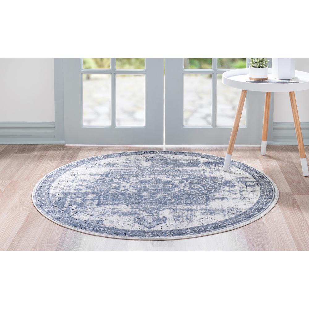 Chateau Roosevelt Rug, Navy Blue (4' 0 x 4' 0). Picture 4