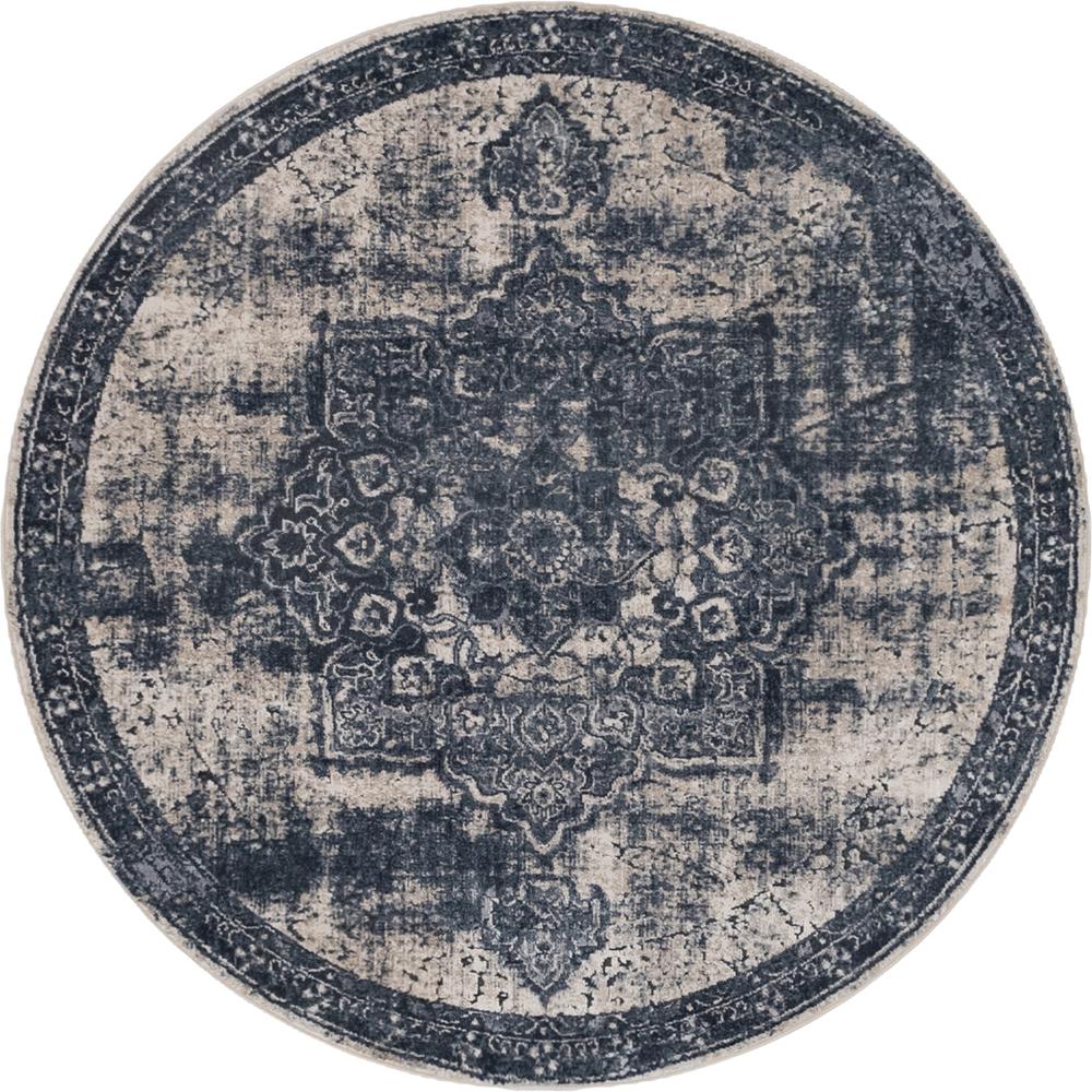 Chateau Roosevelt Rug, Navy Blue (4' 0 x 4' 0). Picture 1