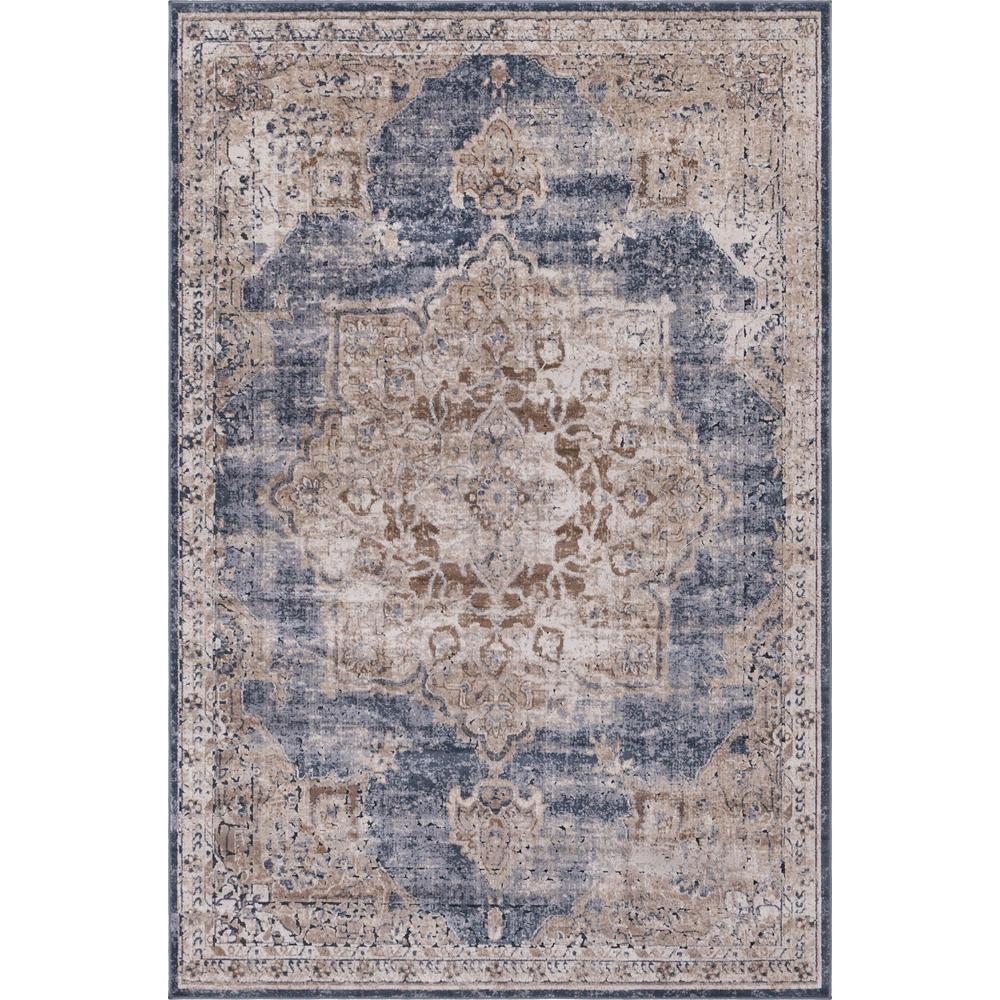 Chateau Roosevelt Rug, Navy Blue/Beige (6' 0 x 9' 0). Picture 1