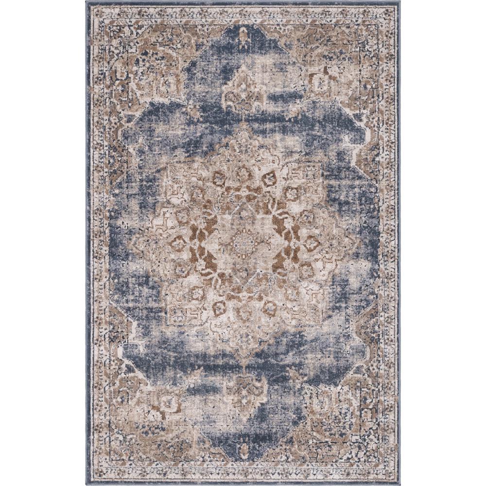 Chateau Roosevelt Rug, Navy Blue/Beige (4' 0 x 6' 0). Picture 1