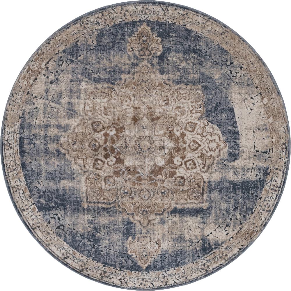 Chateau Roosevelt Rug, Navy Blue/Beige (4' 0 x 4' 0). Picture 1