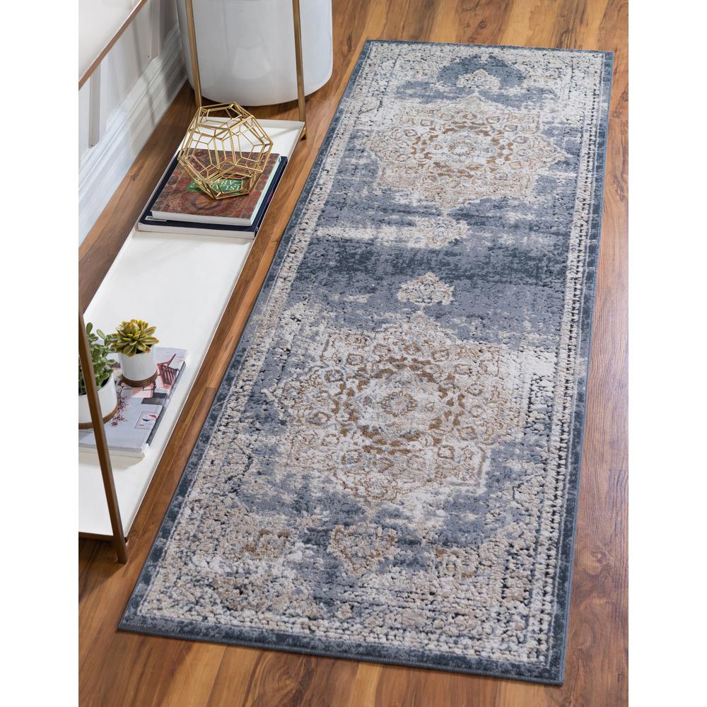 Chateau Roosevelt Rug, Navy Blue/Beige (2' 2 x 6' 7). Picture 2