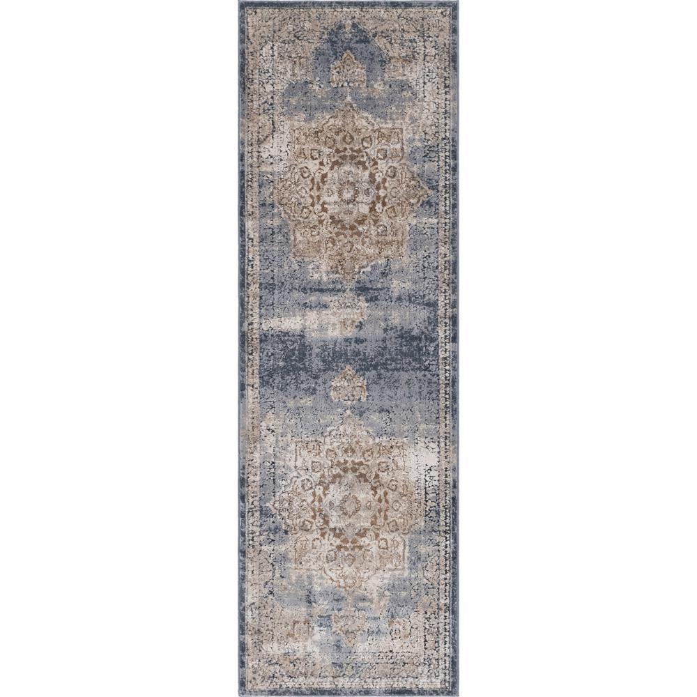 Chateau Roosevelt Rug, Navy Blue/Beige (2' 2 x 6' 7). Picture 1