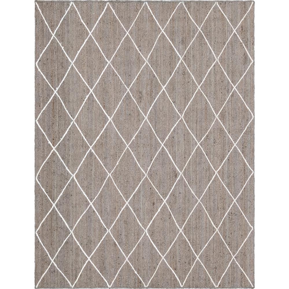 Trellis Braided Jute Rug, Gray/Ivory (8' 0 x 11' 0). The main picture.