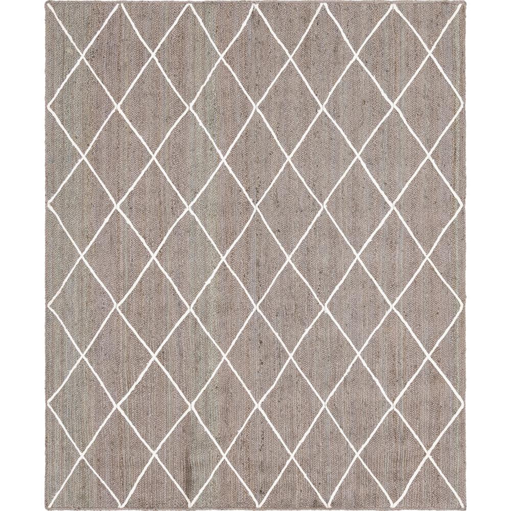 Trellis Braided Jute Rug, Gray/Ivory (8' 0 x 10' 0). Picture 1