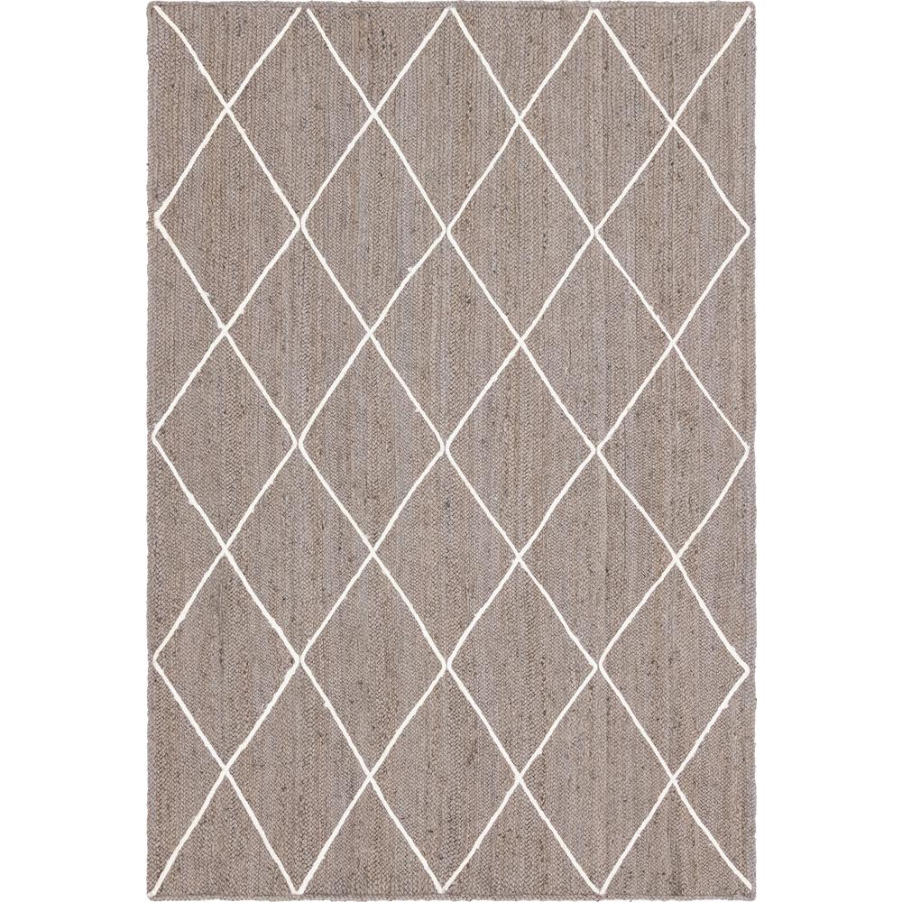 Trellis Braided Jute Rug, Gray/Ivory (6' 0 x 9' 0). Picture 1