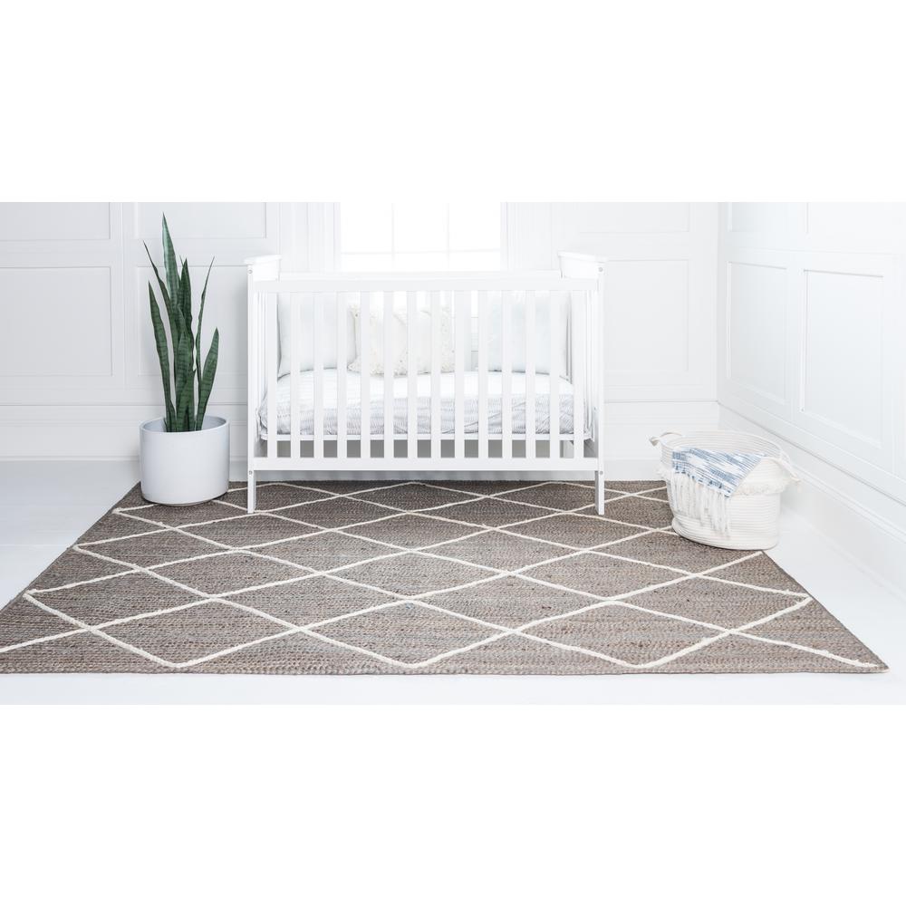 Trellis Braided Jute Rug, Gray/Ivory (3' 3 x 5' 0). Picture 4