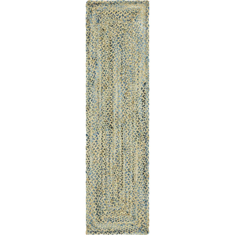 Crossed Braided Chindi Rug, Blue (2' 2 x 8' 0). Picture 1