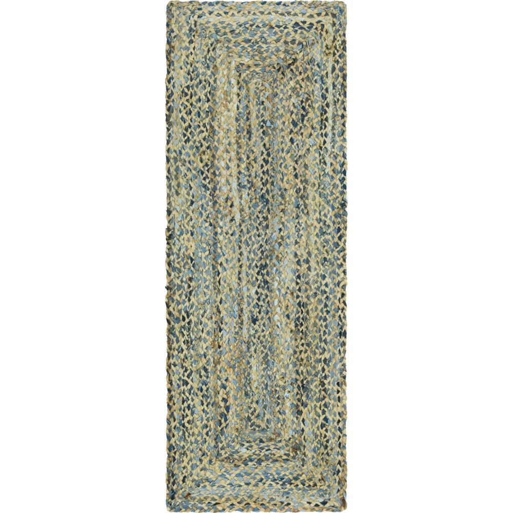 Crossed Braided Chindi Rug, Blue (2' 2 x 6' 0). Picture 1